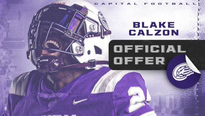 BlakeCalzon's tweet photo. Blessed to receive my first offer from Capital University. 
@Coachcalexander @CapitalU_FB @SLHSFBNextLevel @SunlakeFootball https://t.co/JK6iaz2SqC