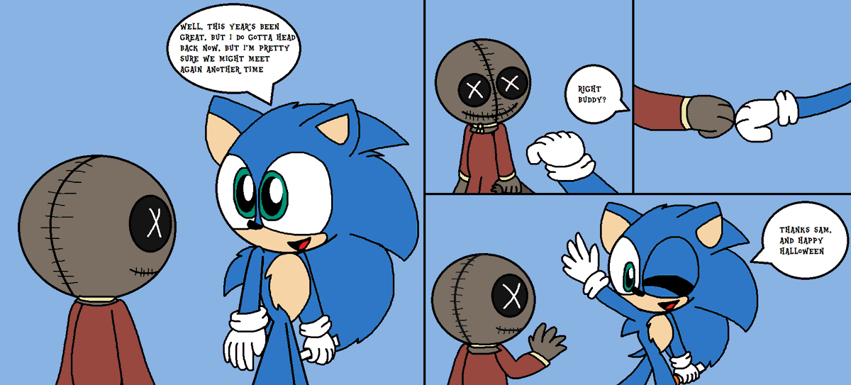 RFandom12's tweet photo. After dealing with the crazy Halloween Night, Movie Sonic has his final moments with Sam until another year

(Tbh, if there was a movie collab/crossover for these two, I could see this happening, lol) https://t.co/lLFiMmPDAK