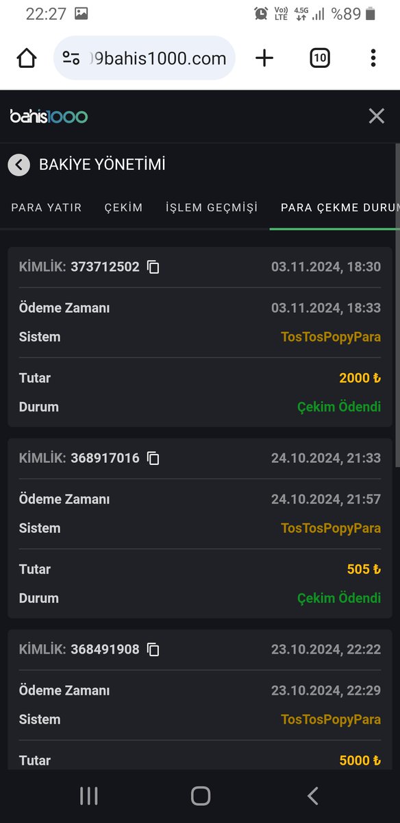 bahis1000 den 2000 tl 3 dk da popypara hesabima aktarilmistir tesekurler . #bahis1000