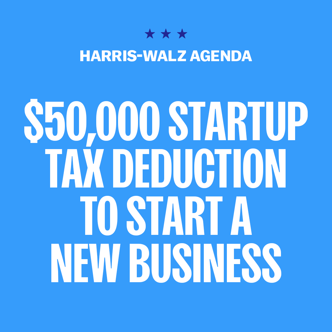 I will expand the startup tax deduction tenfold to $50,000 so aspiring entrepreneurs and small business owners have the capital and security to get their dreams off the ground.