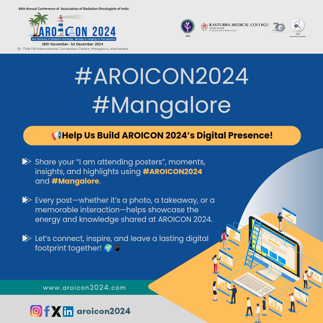 aroicon2024's tweet photo. Let us collectively enhance the digital presence of AROICON 2024.

Additionally, we are pleased to announce that ‘I am attending AROICON2024’ posters will soon be available for all delegates to share on LinkedIn.
#AROICON2024 #Mangalore https://t.co/kYNpLSD5mc