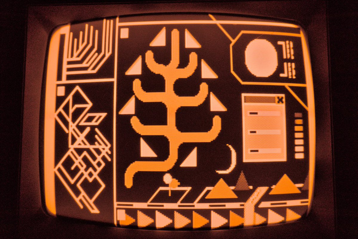 abstract composition in amber phosphor VII

'My First Sony' video sketch pad on amber CRT monitor