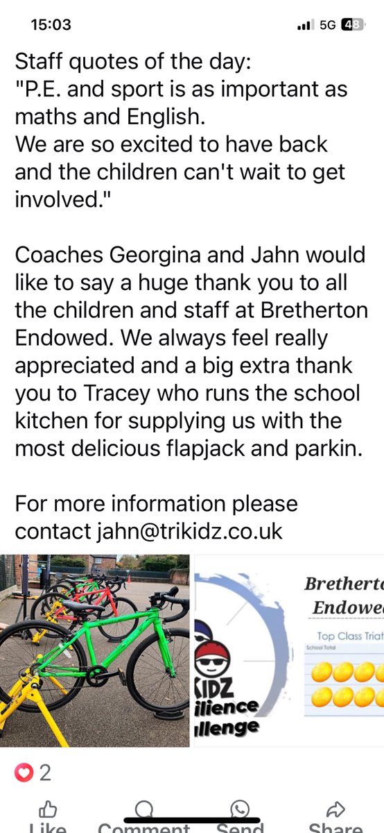 The children enjoyed the visit from <a href="/Trikidz1/">Trikidz</a> this week. Thanks for the positive comments . We can’t wait for you to come back again!