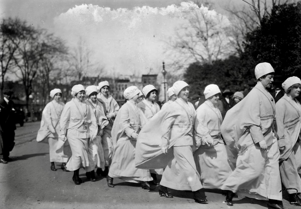 Women marching in DC to win their essential rights under the Constitution, 1913: