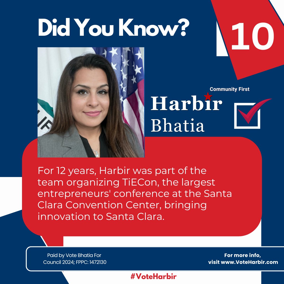 hkbhatia's tweet photo. #𝗗𝗶𝗱𝗬𝗼𝘂𝗞𝗻𝗼𝘄: For 12 years, Harbir was part of the team organizing TiECon, the largest #entrepreneurs' conference at the Santa Clara Convention Center, bringing innovation to #SantaClara.👉Get to know Harbir's contributions &amp; effects: https://t.co/v82r354khB  #VoteHarbir https://t.co/AvafqoVWY3