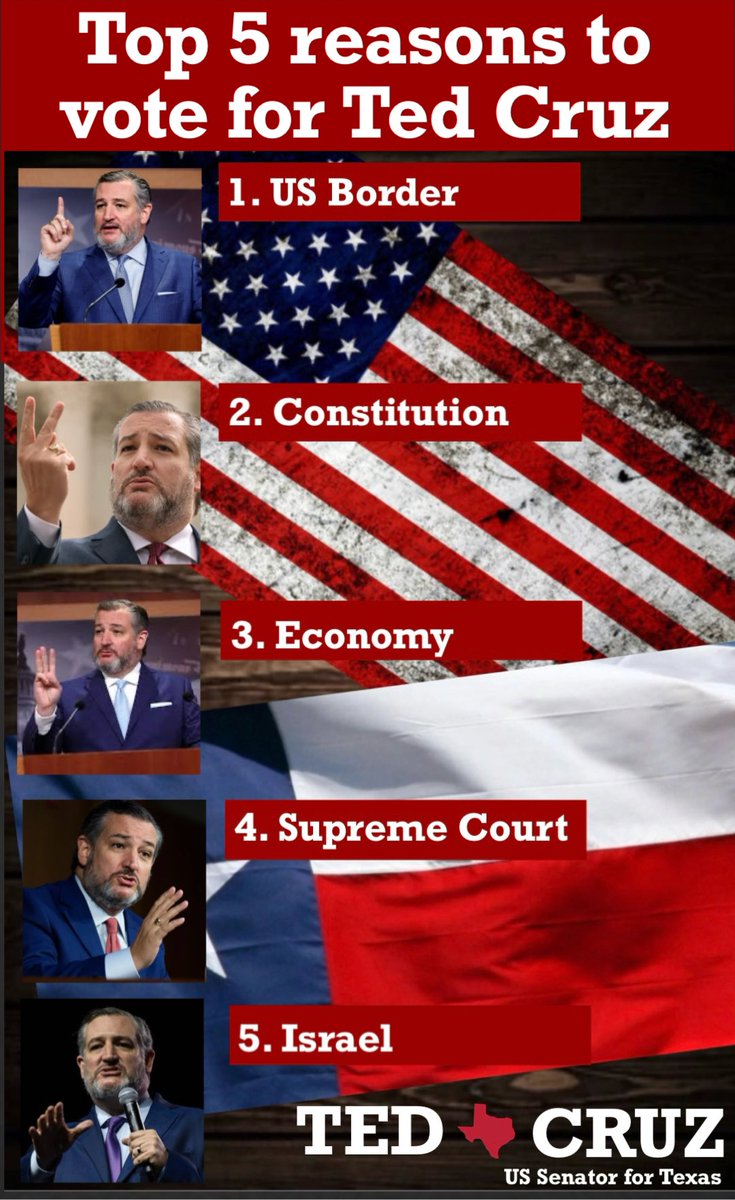 TexasTweetsonX's tweet image. Texans, some reasons, we must send Ted Cruz back to the Senate! #cruzcrew