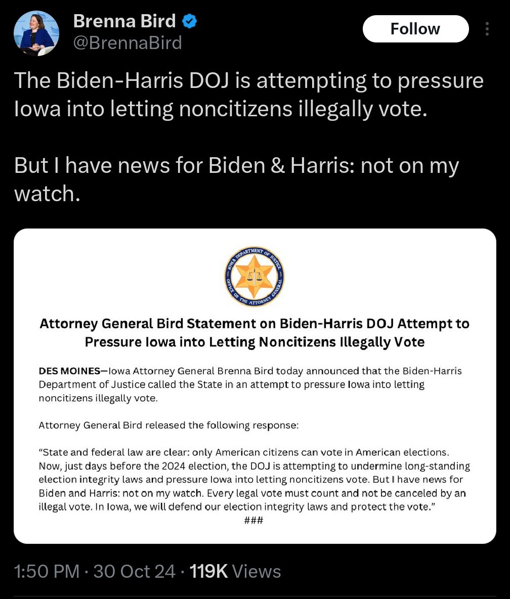 kvonyborg's tweet image. If you were wondering why #Iowa officials started pulling this shit last week... Now you know why. 
#SelzerPoll #Vote #Nov5th #HarrisWalz2024