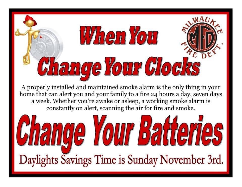 Clocks get all the love on daylight savings time, but your smoke detectors need your attention too! 

📸 <a href="/MilFireDept/">Milwaukee FD</a> 

#IgniteTheSpiritMKE
#SupportYourFirefighters