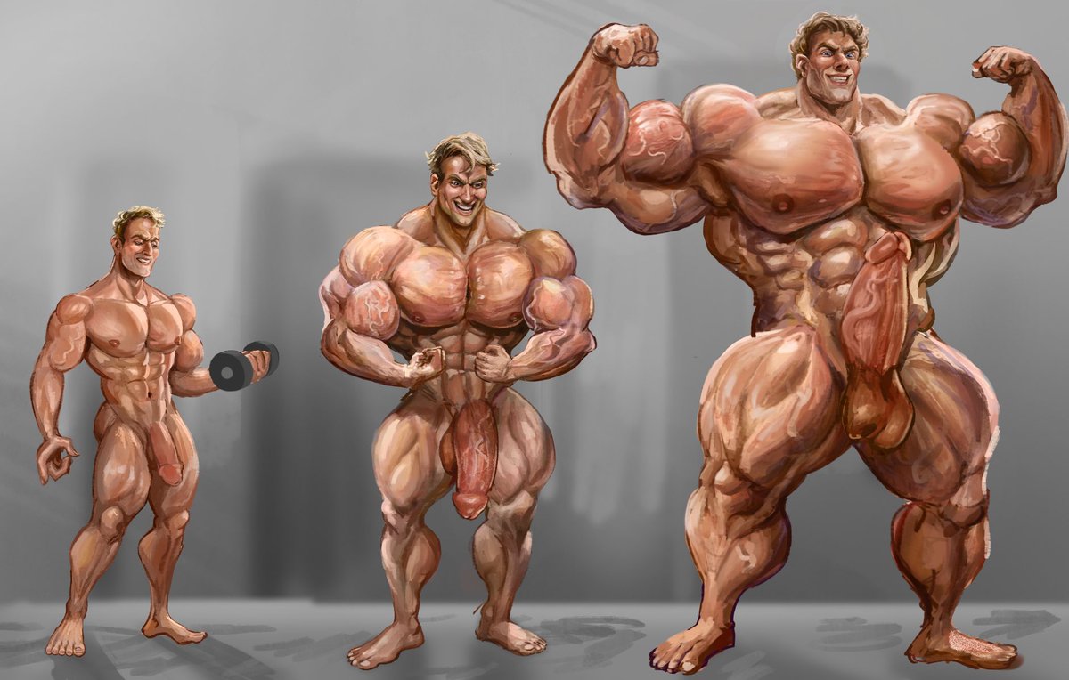 Thanks <a href="/aeszor/">aeszor</a> 😍 fun to see Austin grow #commission #bara #musclegrowth