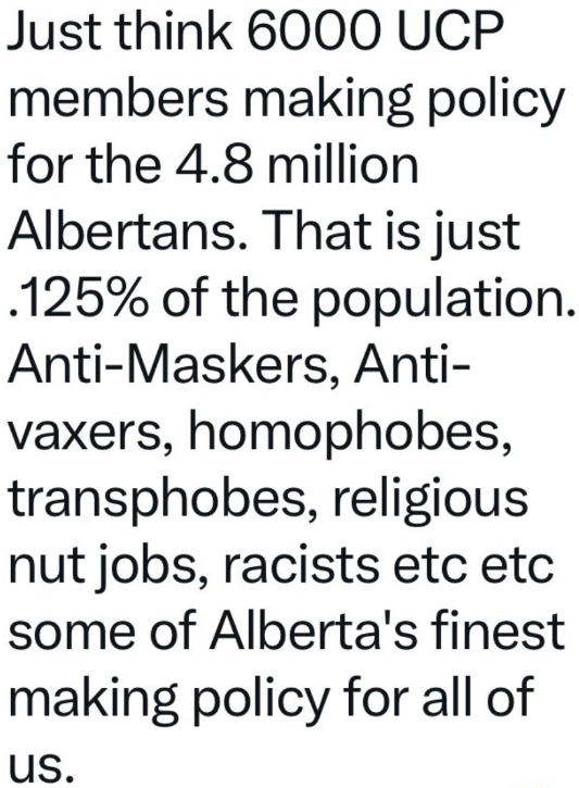 ABDanielSmith's tweet photo. Your daily reminder about how the UCP is proudly catering to a small fringe minority.

#abpoli #ableg #ucpagm #ucpagm2024 https://t.co/rp4O063iVa