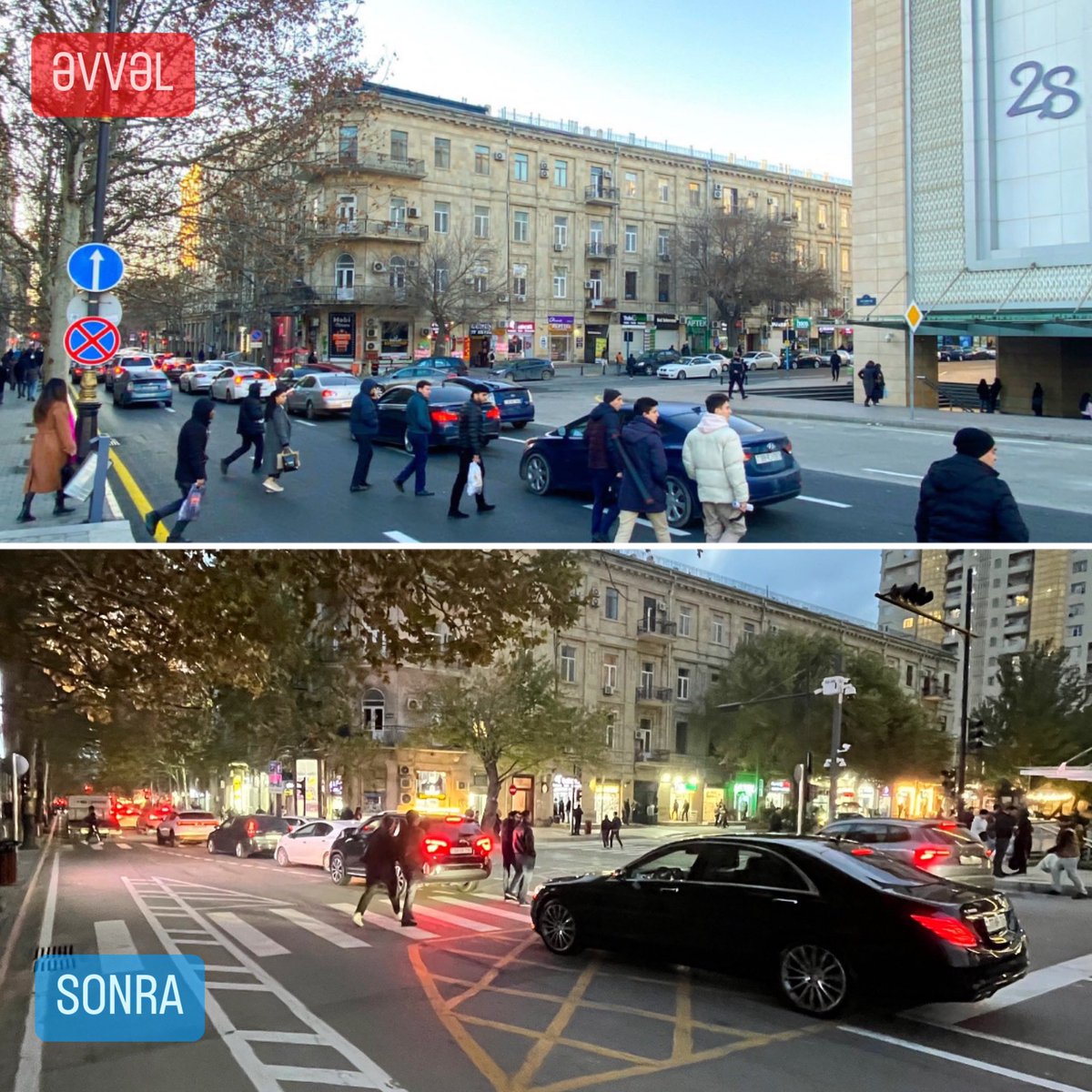 anarek's tweet photo. Uzun illərdən sonra Bakıda çox ehtiyacı olan bu küçədə piyada keçidi təşkil olunur.

Yadımdadır, buradan keçən piyadaları sürücülər “qoyun” adlandırırdı, amma çıxış yolu sadədir. İnsan axını varsa, keçid də lazımdır. https://t.co/85DxoYzysf