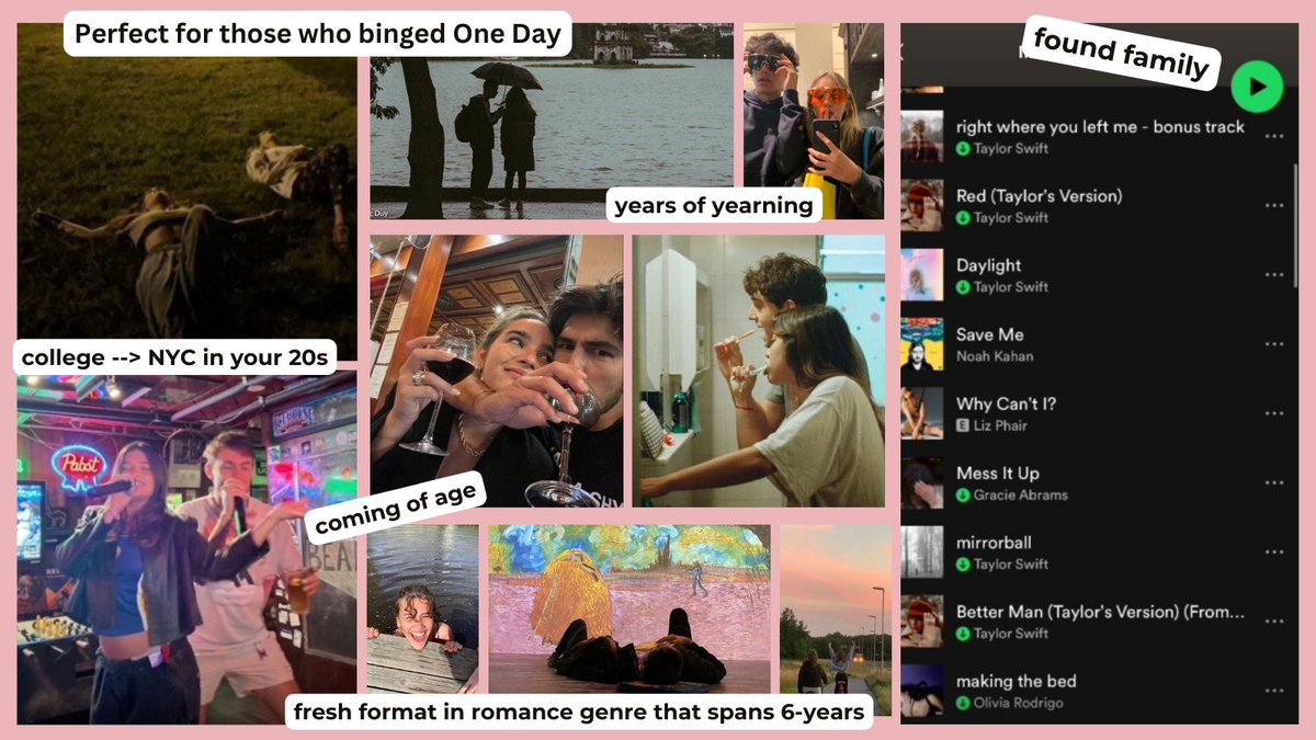 What if THE SUMMER I TURNED PRETTY had an older sister? What if NORMAL PEOPLE was more commercial? 

Enter Ally + Gus + Miles. 

❤️they’re stuck in a hotel room 
😩years of build up and yearning 
⌛️unique format spans 6 yrs 
✨found family friend group 

#questpit #Q