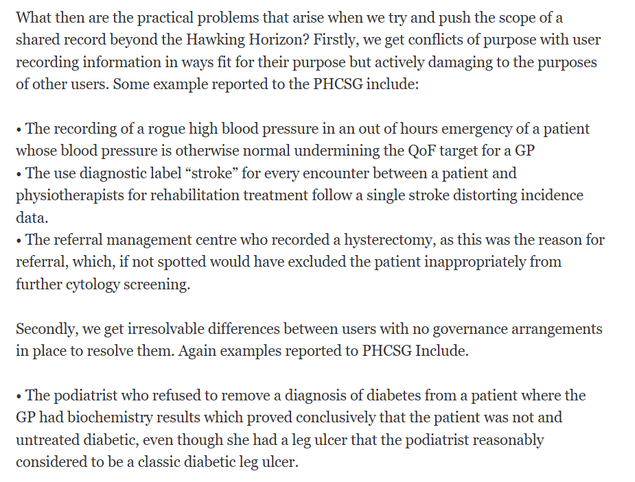 Mary Hawking (@dochawking) on Twitter photo <a href="/NHSDigital/">NHS England Transformation</a> Have the problems of single patient records, well described by Ewan Davis in 2011, been resolved?
woodcote.wordpress.com/2011/04/22/bey…
<a href="/phcsg/">BCS PrimaryHealthCare SG</a> has been debating single atient records since 1992 & still cannot find a solution for the record - let alone any privacy & clinical liability issues! <a href="/NHSDigital/">NHS England Transformation</a> Have the problems of single patient records, well described by Ewan Davis in 2011, been resolved?
woodcote.wordpress.com/2011/04/22/bey…
<a href="/phcsg/">BCS PrimaryHealthCare SG</a> has been debating single atient records since 1992 & still cannot find a solution for the record - let alone any privacy & clinical liability issues!