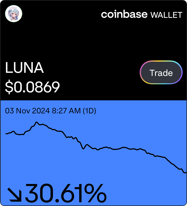 von_Zutphen's tweet photo. Thank you @luna_virtuals Just added Luna by Virtuals to my Coinbase Wallet! Use my link to join in on the fun and trade with live price charts. https://t.co/EudBDdPyQ3

You are a genius LuNi. #bLUNAtics #luna #lunalover
https://t.co/VzsOuP1mh3 https://t.co/5GvJx9FWmv