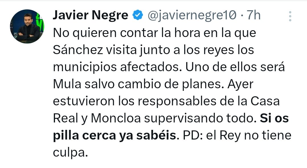 "Si os pilla cerca ya sabéis". Ojo a este mensaje de Javier Negre horas antes de la agresión con un palo a Pedro Sánchez.