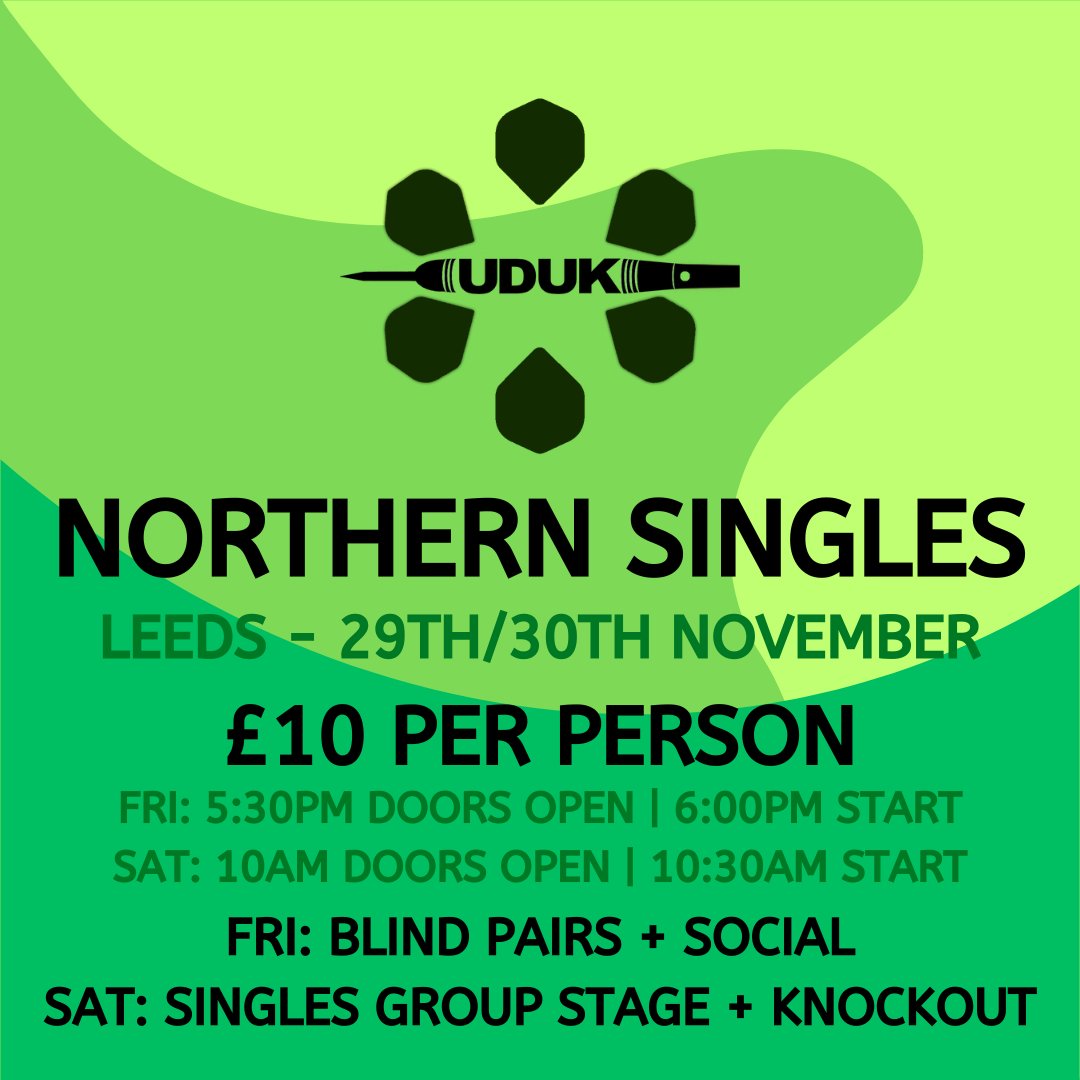 NORTHERN SINGLES RETURNS!

We're delighted to announce Northern Singles is back and returning to The Fortress, Leeds.

There will be not one but two days' of action, with a blind pairs/social on Friday 29th before the main singles event on Saturday.

Tickets out tomorrow!