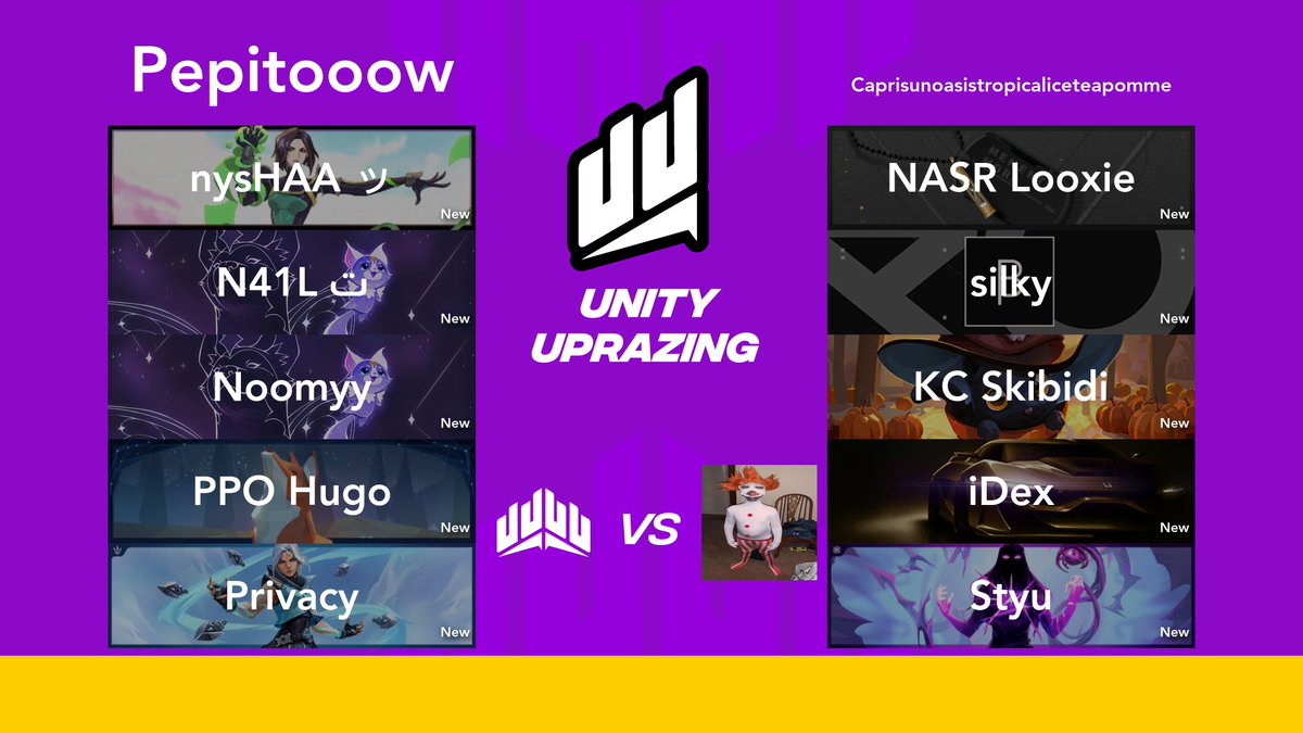 UnityUprazing's tweet photo. Et c'est reparti ! Ils vont nous en mettre plein les yeux 🤩

Pepitooow 🆚 C.O.T.I.P

🗓️ 05 novembre
🕘 21 heures
📺 https://t.co/MDku4pWgv0

#BeUnity 💛💜 https://t.co/XWD5TClkX1