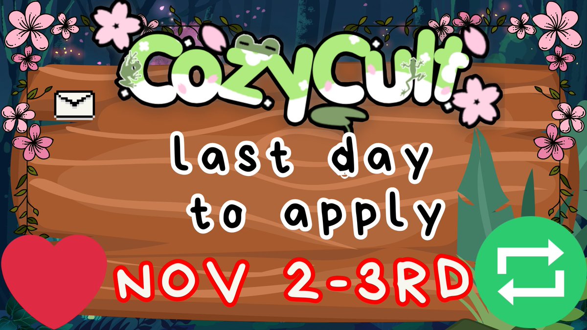 ╭🌸· 𓆩♡𓆪 ·🌸╮
LAST CHANCE TO APPLY
Ends tonight at midnight! 
Thank you for your applications
so far cuties! L⛓️nk in pinned!