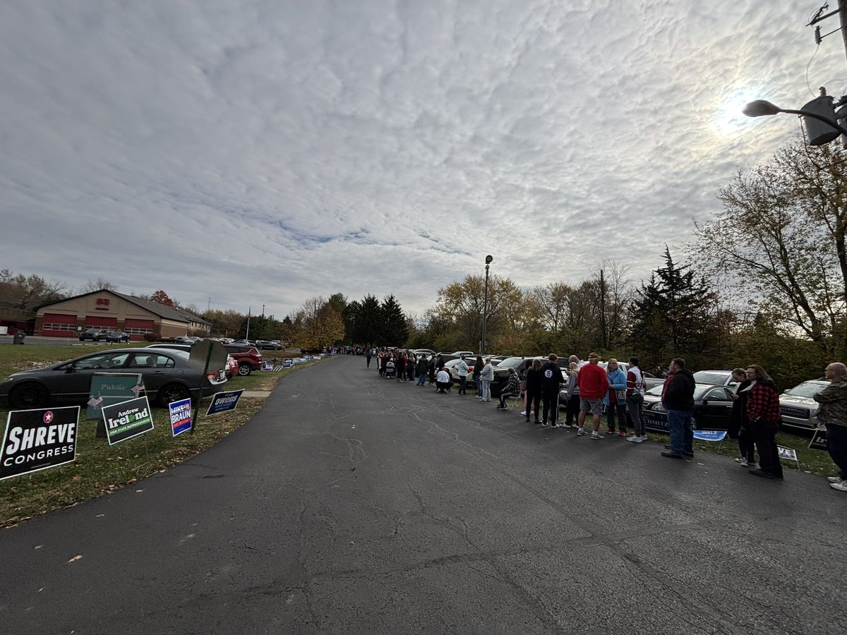 aahilliker's tweet image. Holy cow. Good thing I have snacks and my Kindle. #Election2024 #INVotes