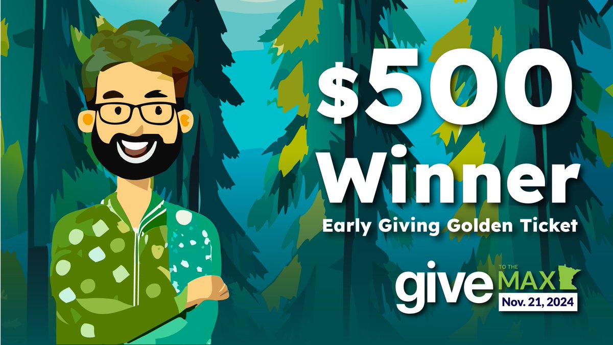 givemn's tweet photo. Congratulations to the Nov. 2 winner of the $500 #GTMD24 Early Giving Golden Ticket, @rtcountryside ! Stay up-to-date with the list of all winners:  https://t.co/XKvJnuH6r4 https://t.co/pdMuN7TJsU
