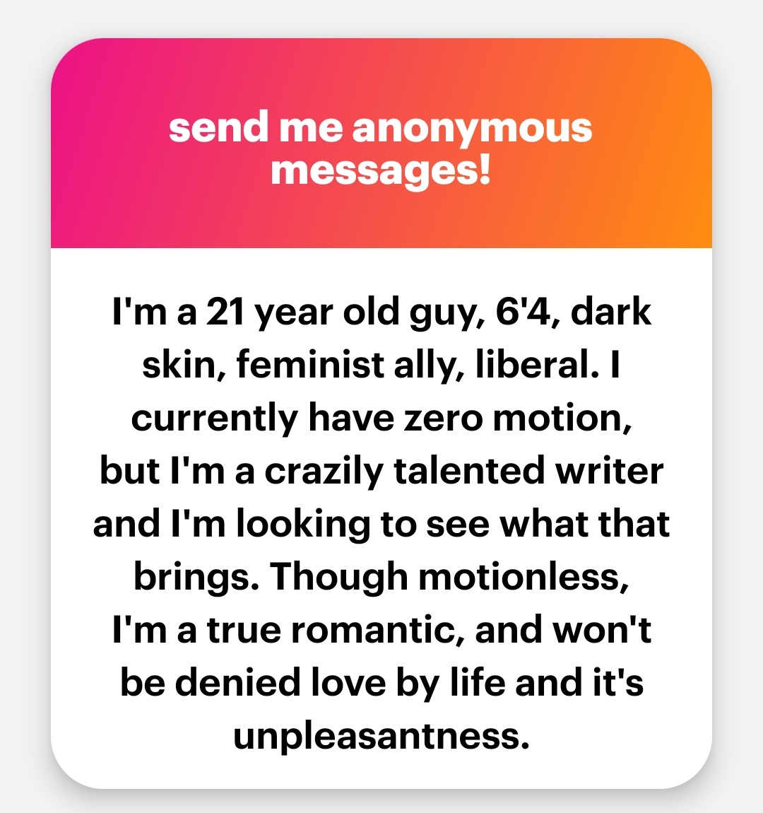 So what do you want?