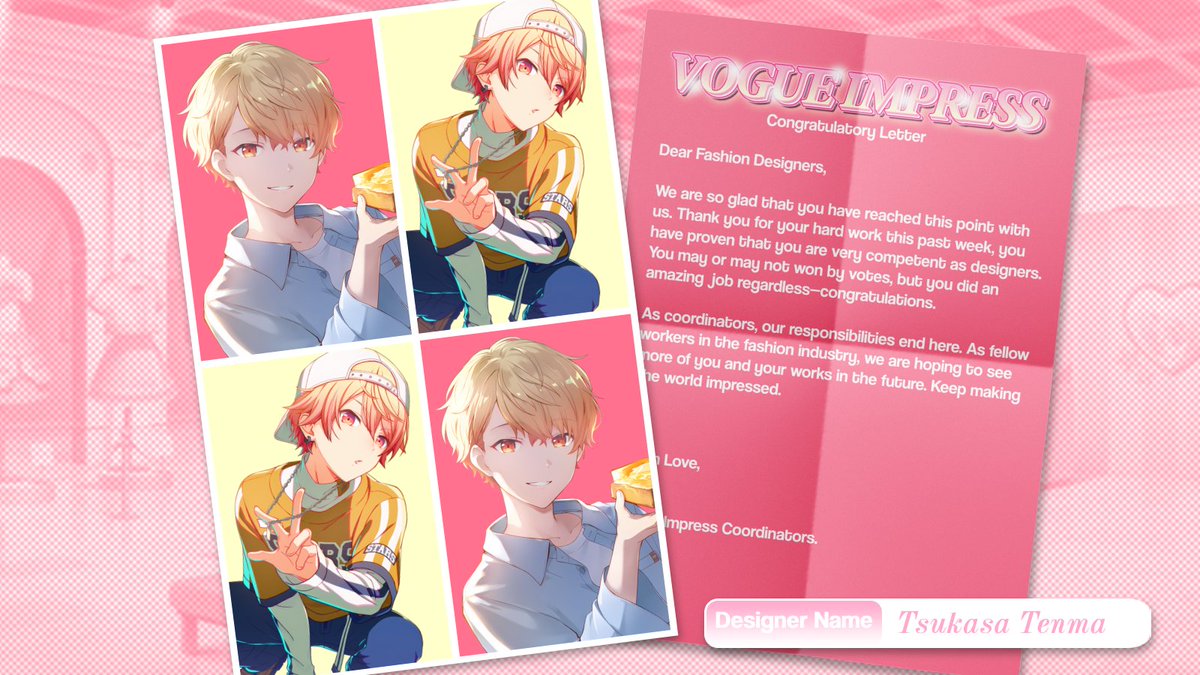 ⋆˙⟡ — Lights, camera, couture! I, Tsukasa Tenma, ready for a fashion fairytale, where dreams are made of fabric and magic is woven into every stitch. Goodbye, 𝑽𝒐𝒈𝒖𝒆 𝑰𝒎𝒑𝒓𝒆𝒔𝒔 𝟐𝟎𝟐𝟒! ᯓᡣ𐭩.ᐟ ⊹