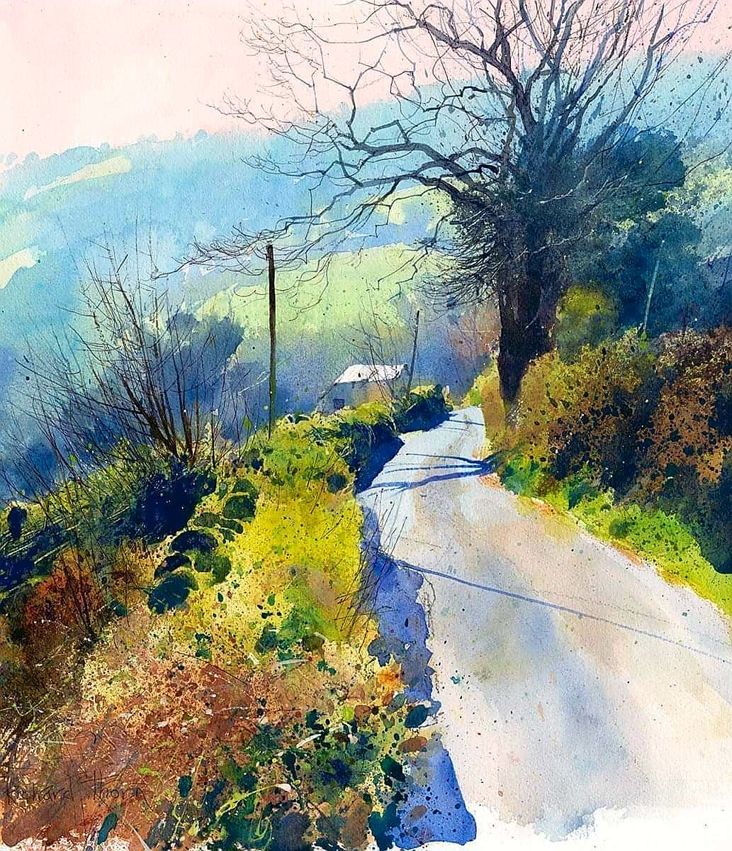 " Down in Misty Vale " . . .  lovely seasonal painting from Richard Thorn ( misty mornings are here too ) 😍