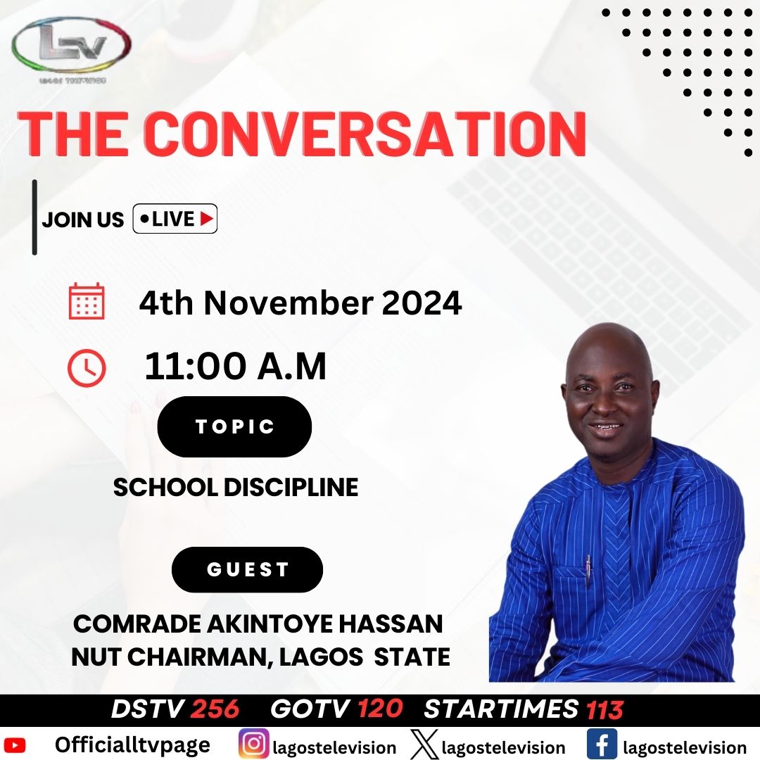 Unlock the secrets to effective 'School Discipline'. Together, we can shape better educational experiences!
Guest: Comrade Akintoye Hassan, NUT Chairman, Lagos State.

#educationmatters 
 #nut 
#agreaterlagosrising 
#voiceoflagos