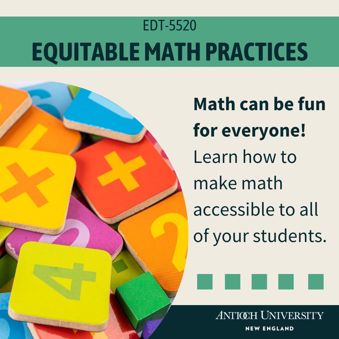 antioch_new's tweet image. "I'm not a math person." You've heard it before and maybe have even said it! Our class Equitable Math Practices is about disrupting inequities in mathematics classrooms. Come learn with us!
Registration for new and visiting students will open on November 13th!
#mathforeveryone