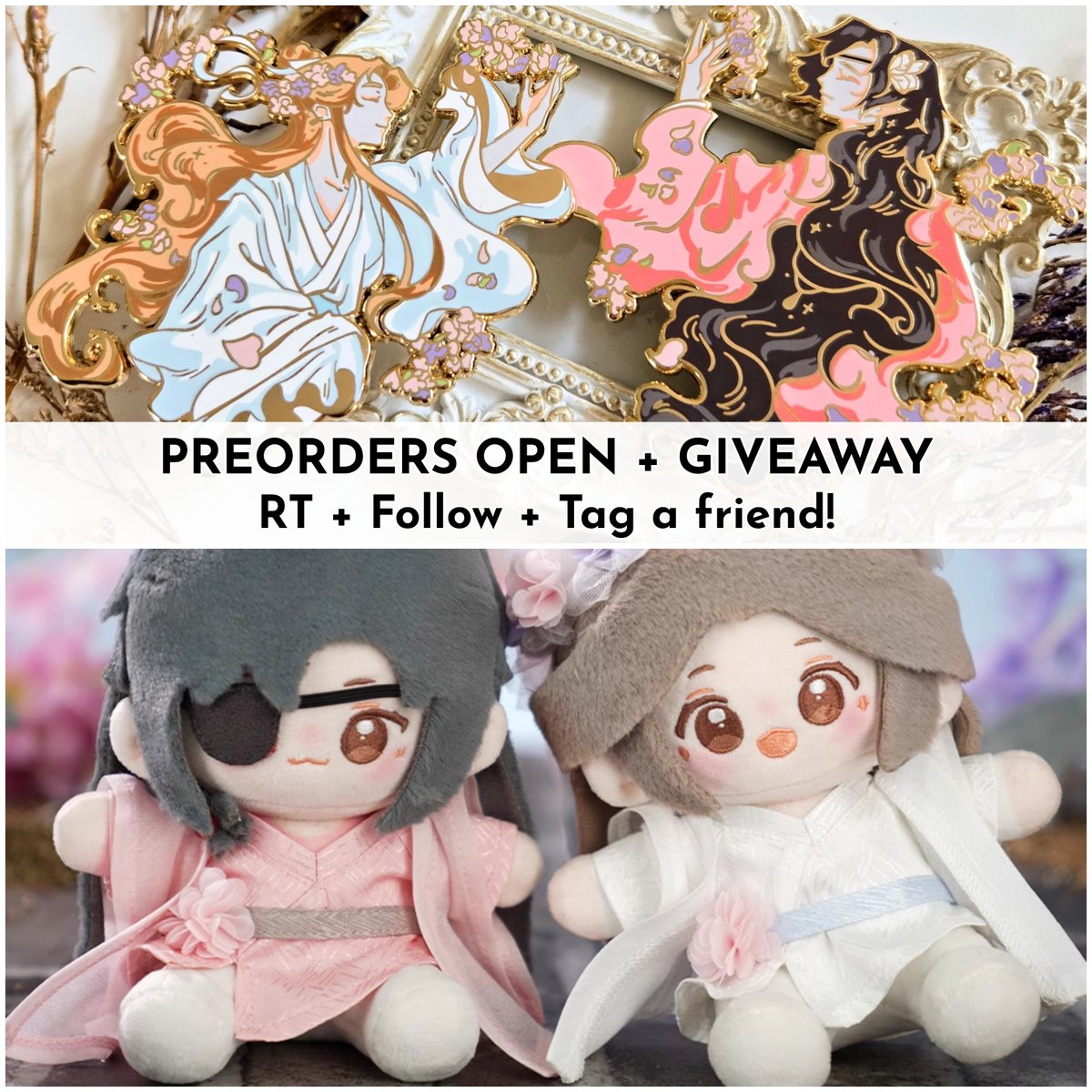 peonypinsco's tweet image. { giveaway time! }

✨ 1st winner will receive a petals pin set AND official hualian dolls
✨ 2nd winner will receive a petals pin set

{ to enter: }
🌸 retweet this post
🌸 follow both @Virinali and @peonypinsco
🌸 tag a friend in the comments!

Giveaway closes on November 20.
