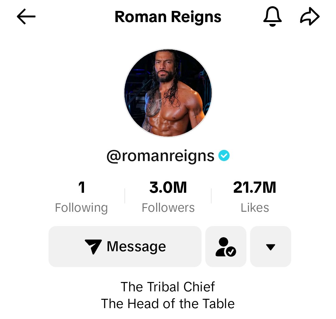 EliteClubS0B's tweet photo. Roman Reigns finally started following a person for the first time on TikTok, and it’s none other than Jey Uso.

I'm crying... bro will do everything except just apologizing 😭 https://t.co/oYJoA2uFUh