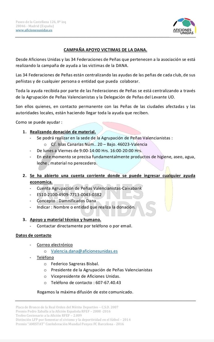 Toda ayuda es bienvenida <a href="/AficionesUnidas/">Aficiones Unidas</a> <a href="/APValencianiste/">APValencianistes</a>