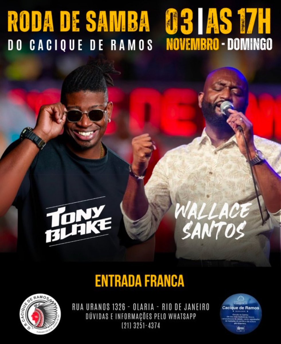 caciqueoficial's tweet image. É hojeeeee!

As 17h vai começar a nossa roda de samba! E hoje teremos no palco, os cantores Tony Blake e Wallace Santos!

Vamos aproveitar esse lindo domingo de sol pra garantir o melhor lugar na nossa casinha!

#caciquederamos
#sambaraiz