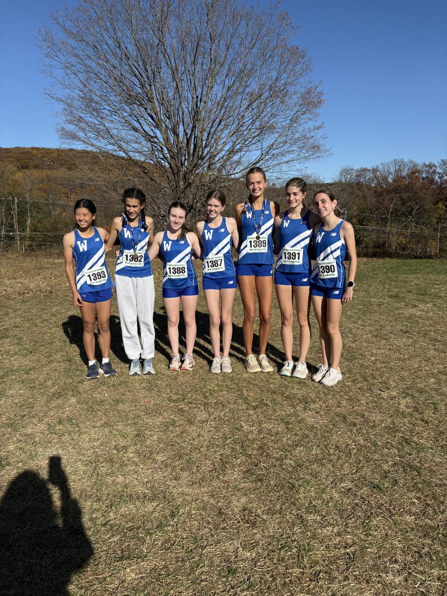 CoachJberardi's tweet photo. Girls fight on to best race of the year but come up just short to a game Ridge team. Class performances across the board and little history as well Anna Kylish becomes FIRST Sectional Champ in WHS history! Getting hot at the right time for Groups! @WHS_BlueDevils @WfieldBoosters https://t.co/DpI7f3x0Dr