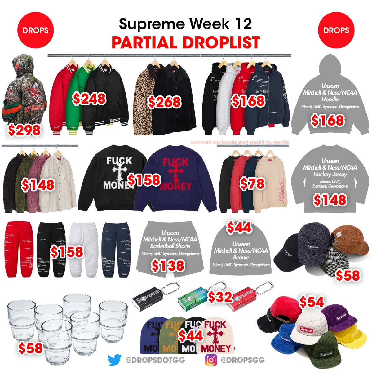 Supreme Week 12 - Partial Droplist & Retails Estimations 🔥 This