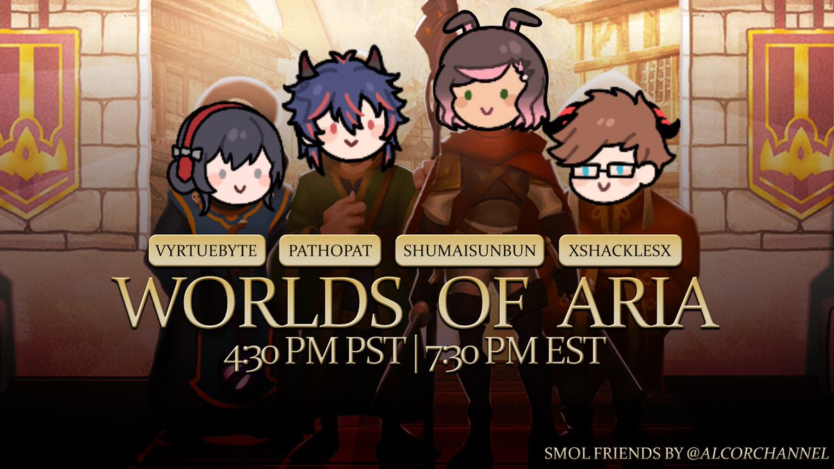 Im doing a collab today with these wonderful people! It’s a Part 2 of not Dnd but Dnd! 
Come watch the shenanigans unfold!

Credit
- smoll head - @/AlcorChannel 
-thumbnail @/VyrtueBYTE