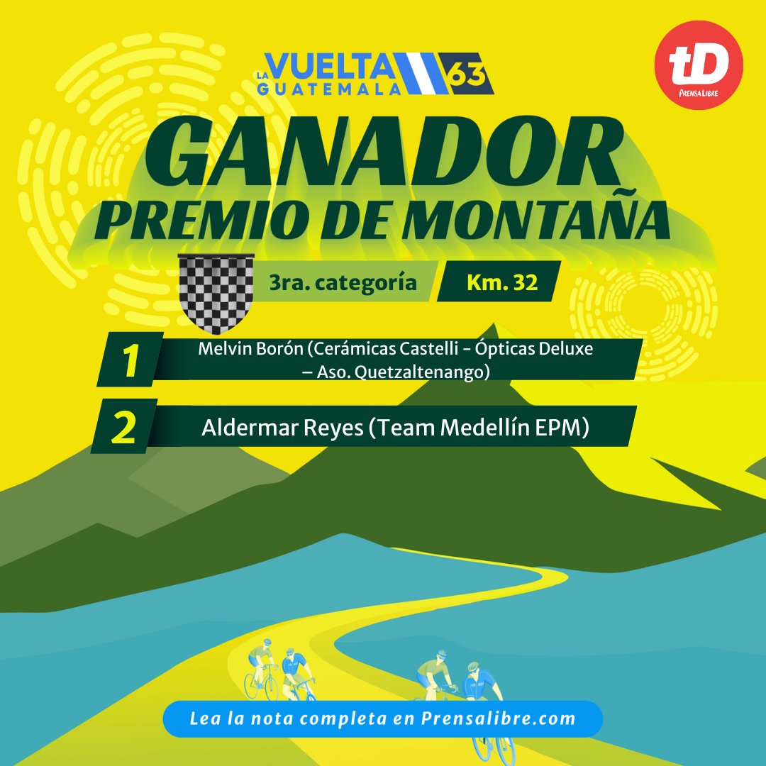 #VueltaAGuatemala | El nacional, Melvin Borón, vuelve a ser protagonista en el segundo Premio de Montaña de la décima etapa.