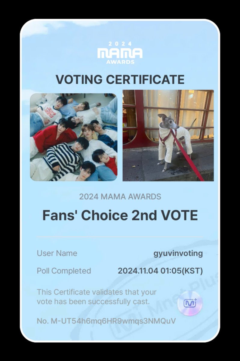 [📢 ] MAMA AWARDS

🗳️ Fans' Choice 2nd Vote

— RT, copy &amp; reply with this post and don't forget to vote on Mnet Plus!

I am voting #zerobaseone for #2024MAMAVOTE