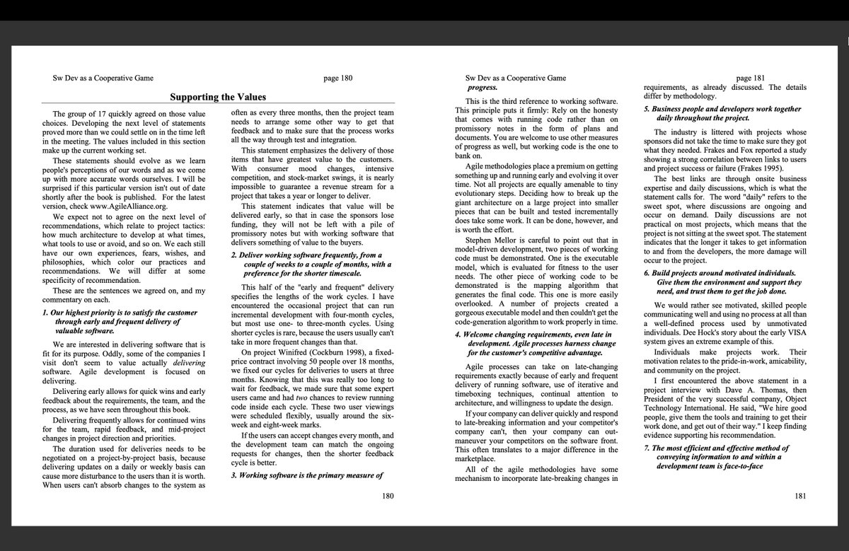 TotherAlistair's tweet photo. i was shocked to discover just now that my 2001 Agile Sw Dev book contains a discussion of the agile manifesto! knock me over with a feather duster, as they used to say. Take a look! https://t.co/o3XYmsR0R8