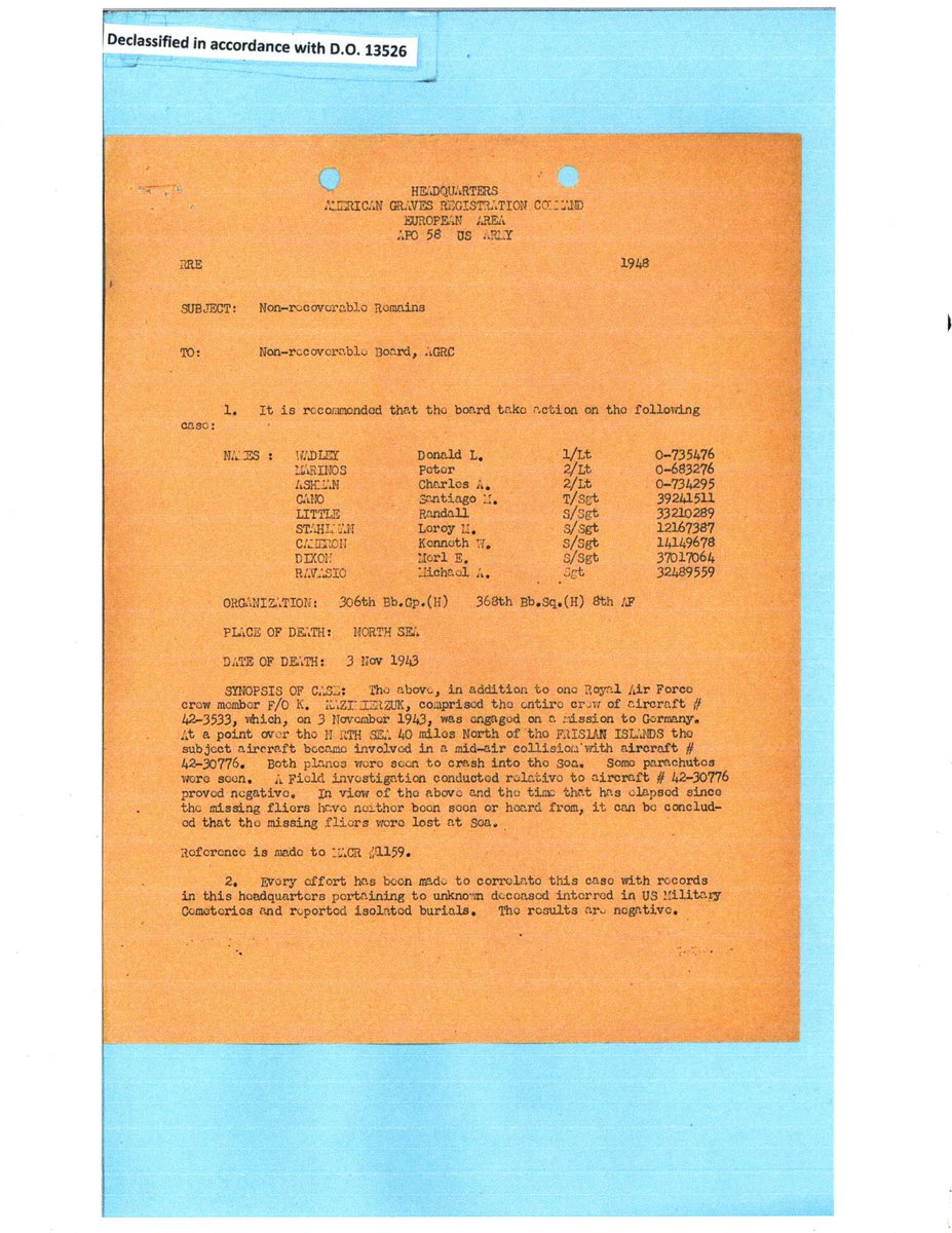 WW2Researcher's tweet image. Staff Sergeant Randall Little, of Pittsburgh, Pennsylvania, and the 368th Bomb Squadron, was MIA with his crew after a mid-air collision over the North Sea on November 3, 1943, 81 years ago today.
@WW2Researcher #POWMIA #368thBombSquadron @AFmuseum @Mighty8thMuseum @historicalpa