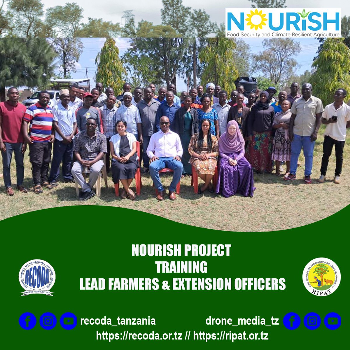 NOURISH Project Conducts Training of Trainers Program on Climate-Smart Agriculture for Lead Farmers and Ward Agricultural Extension Officers
Follow us on:
recoda.or.tz / || recoda.or.tz/ripat / 
Instagram||Facebook|| Youtube @ recoda_tanzania
Call: +255695395272