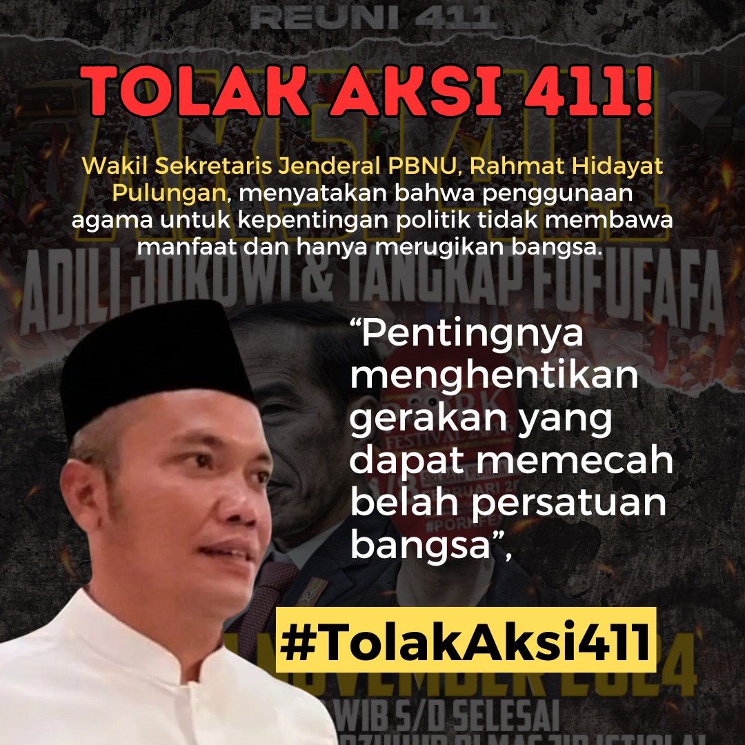 Jindanrini's tweet photo. Aksi 411 merusak demokrasi! Aksi 411 bukan jalan keluar, tapi ancaman bagi demokrasi yang kita bangun bersama. #JagaNkri #SaveNKRI https://t.co/cGCxQKzd8i