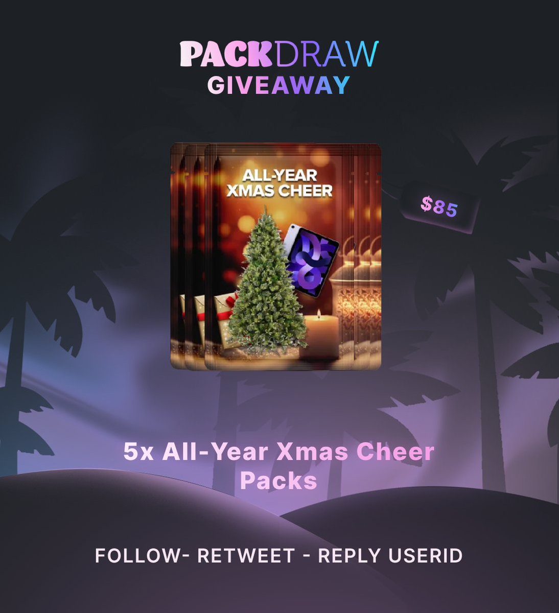 5x All-Year Xmas Cheer Pack Giveaway! 🎅

To Enter
- Follow
- Retweet
- Reply userID below! 👇

Winners picked in 24 hours!