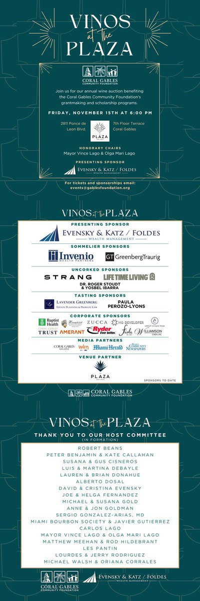 Vince_Lago's tweet photo. For 4 years, my wife and I have chaired the @CGCF annual Wine Auction raising over $400K for scholarship &amp; grant programs. This year’s Wine Auction will take place Nov 15th and feature wine and spirits from the City’s best private collectors. For tickets:

https://t.co/GkHcnkaMYX https://t.co/KZC34grWAP
