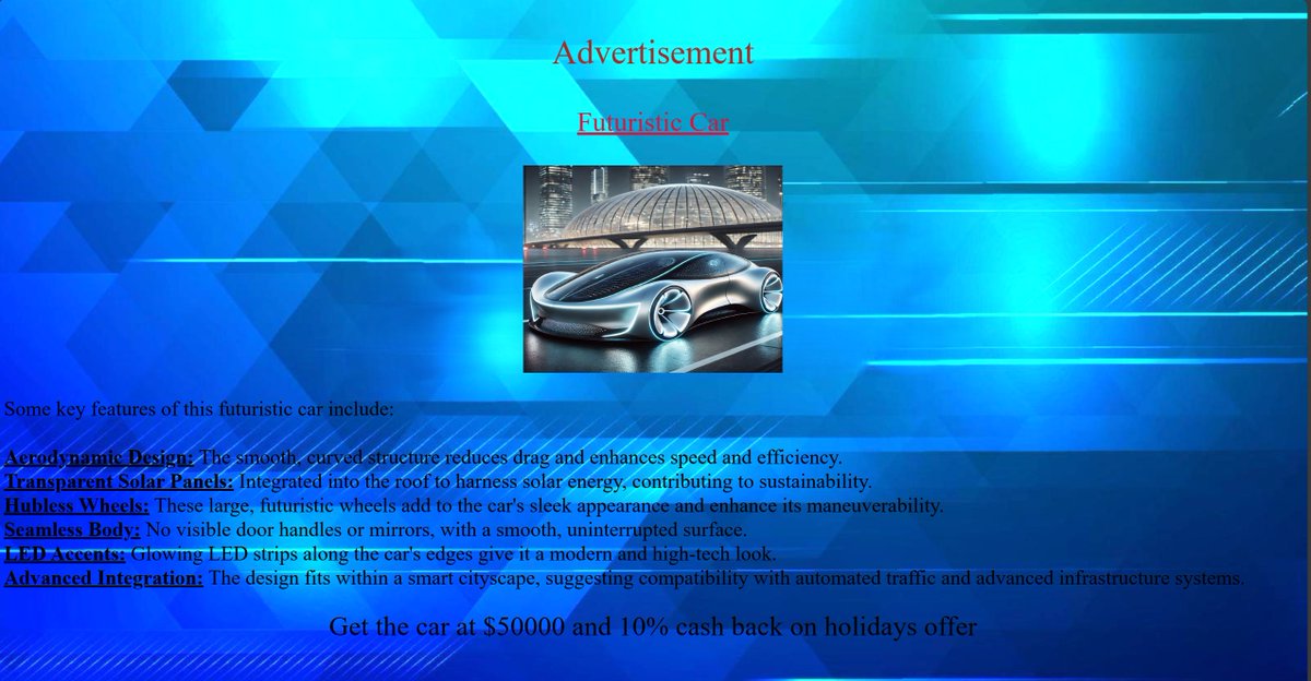 Shrijaa__'s tweet photo. Day 29 #LUD29 of learning web development with #LearningUtsav  
Today I made a simple web page and create advertisement
 #FestivalOfLearning  
Having fun with @LearningUtsav https://t.co/fdQL8nDiIB