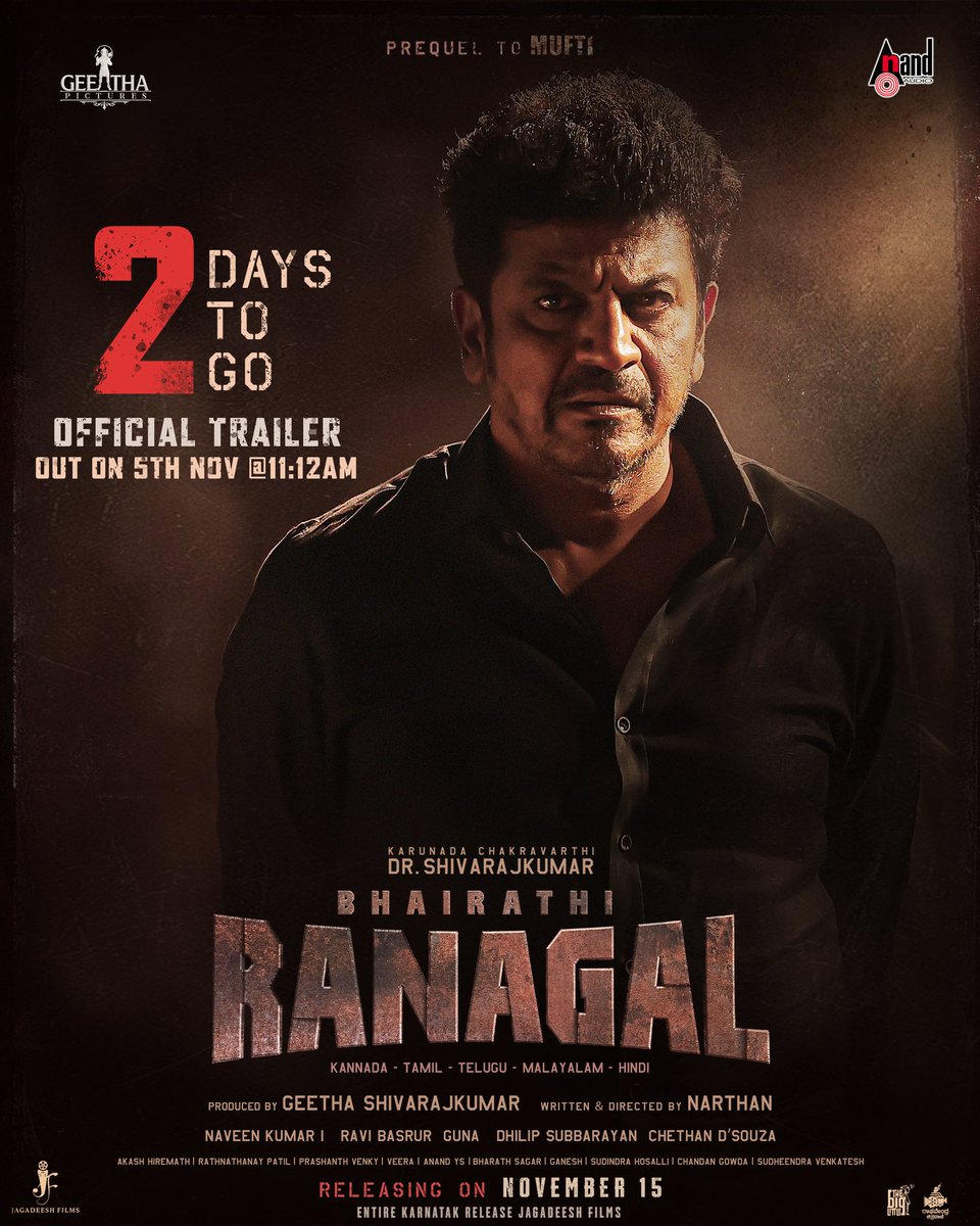 Ragini Naik (@raginimadam) on Twitter photo RANAGALs REIGN in 2 Days 💥
#BhairathiRanagal Official Trailer | November 5th | 11:12 AM | on <a href="/aanandaaudio/">aanandaaudio</a>
@nimmashivarajkumar @geetha_shivarajkumar #Narthan <a href="/rukmini_vasanth/">Rukmini Nation🖤</a> @ravibasrur @dop_naveenkumar_i @rahulbose7 <a href="/actorshabeer/">Shabeer Kallarakkal #dancingrose</a>
#ppulsemedia
#UVDigital RANAGALs REIGN in 2 Days 💥
#BhairathiRanagal Official Trailer | November 5th | 11:12 AM | on <a href="/aanandaaudio/">aanandaaudio</a>
@nimmashivarajkumar @geetha_shivarajkumar #Narthan <a href="/rukmini_vasanth/">Rukmini Nation🖤</a> @ravibasrur @dop_naveenkumar_i @rahulbose7 <a href="/actorshabeer/">Shabeer Kallarakkal #dancingrose</a>
#ppulsemedia
#UVDigital