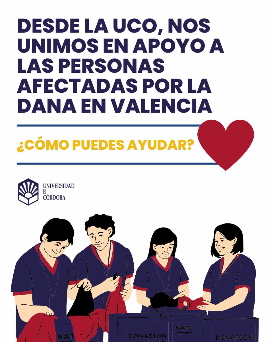 Univcordoba's tweet photo. 📢💙 ¡Solidaridad con Valencia! 💙🌧️

Desde la UCO nos unimos en apoyo a las personas afectadas por la DANA en Valencia. Los Consejos de Estudiantes coordinan recogidas solidarias. 

Si quieres colaborar, acércate a tu Consejo de Estudiantes y aporta tu granito de arena. 🙌🏼 https://t.co/Jy9ju8K6Iv