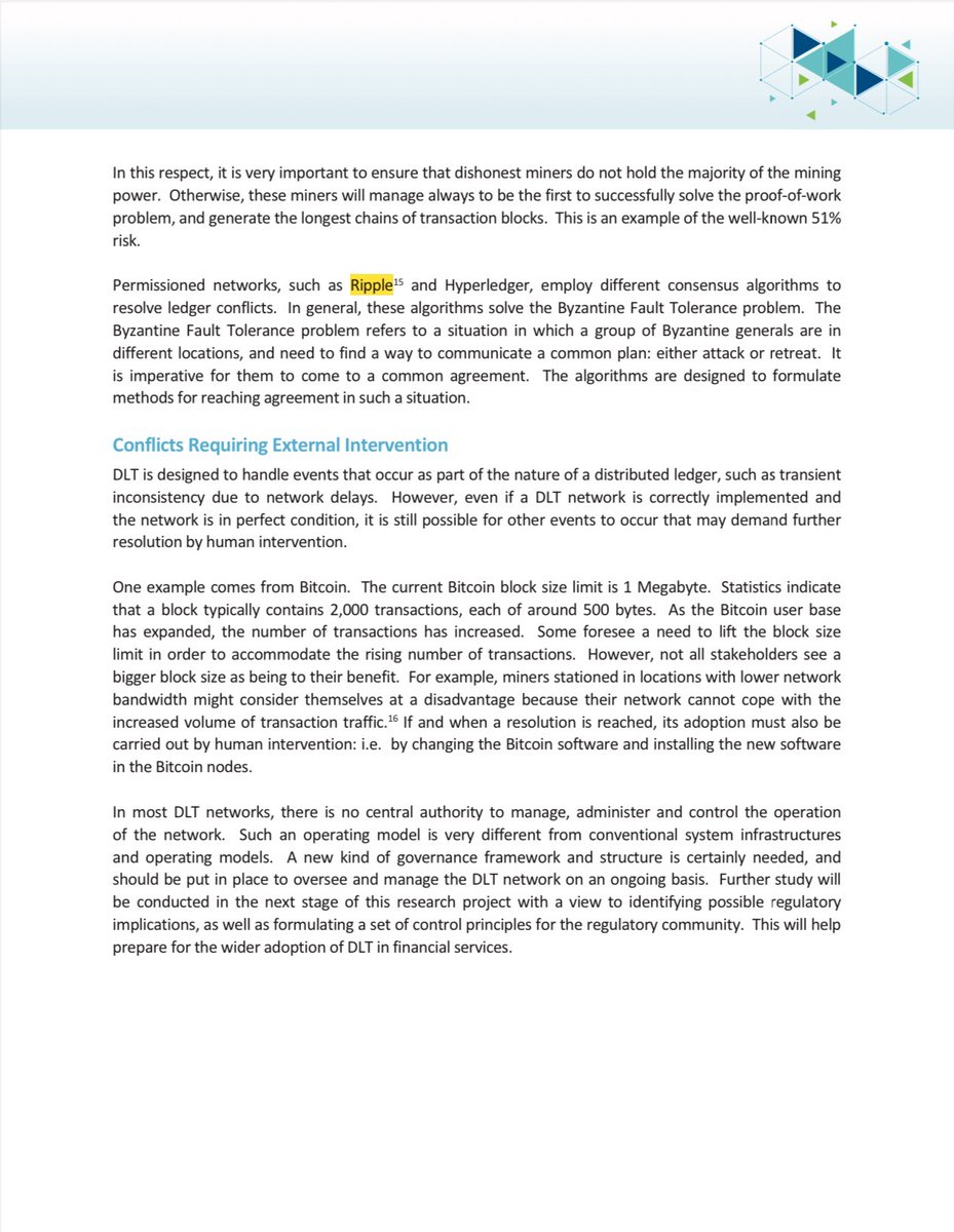 XRPXLMVERSE's tweet image. Whitepaper on DLT by ASTRI describes the algorithms of #Ripple &amp;amp; #Hyperledger to solve the Byzantine Fault Tolerance problem. The Byzantine Fault Tolerance Problem refers to “a situation in which a group of Byzantine generals are in different locations, and need to find a way to