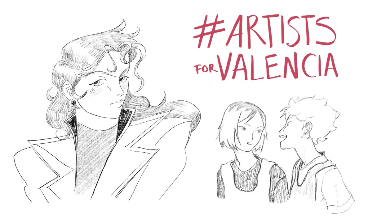 Joining #ArtistsForValencia !!!

To get a sketch like these donate a minimum of 5 euros to any of the organizations mentioned in the quoted tweet!

Reply or DM with a screenshot of proof and your prompt and you got it!!🌱