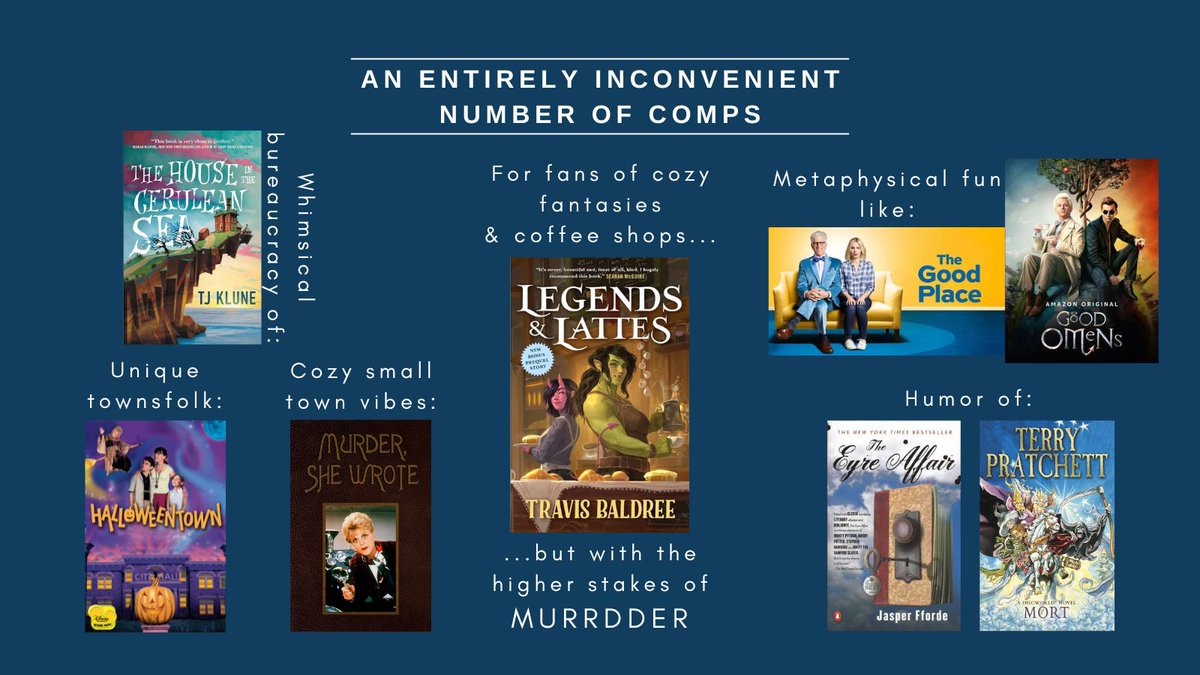 StJohnCP's tweet image. My somewhat different take on an #agentsguide
A Fate tasked with scheduling the lives and deaths of mortals must track down a killer when the unscheduled body of a Chosen One lands on the doorstep of her best friend, Death.
#questpit #A #F #MY #Q #litagents